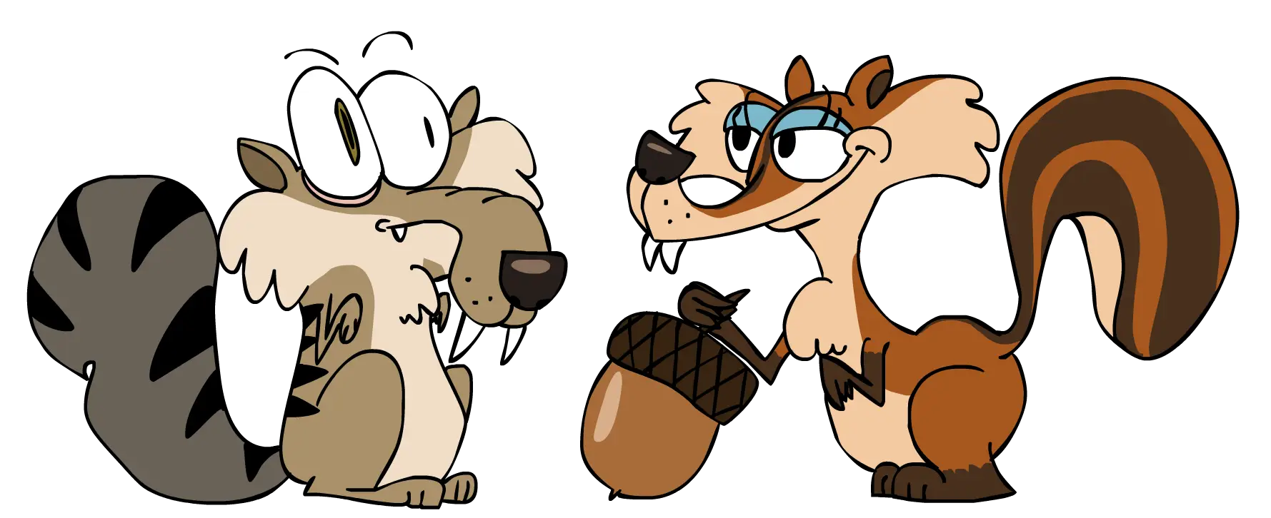Cartoon Squirrels with Acorn