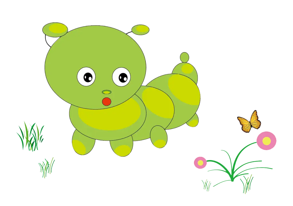 Cute Green Caterpillar in Garden