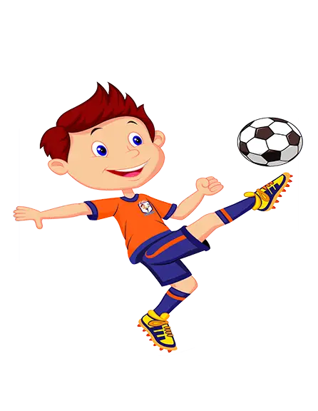 Cartoon Illustration of Soccer Player Kicking Ball