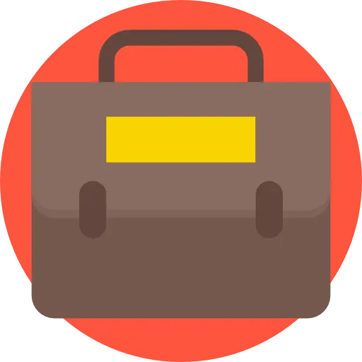 Brown Briefcase Icon in Flat Style