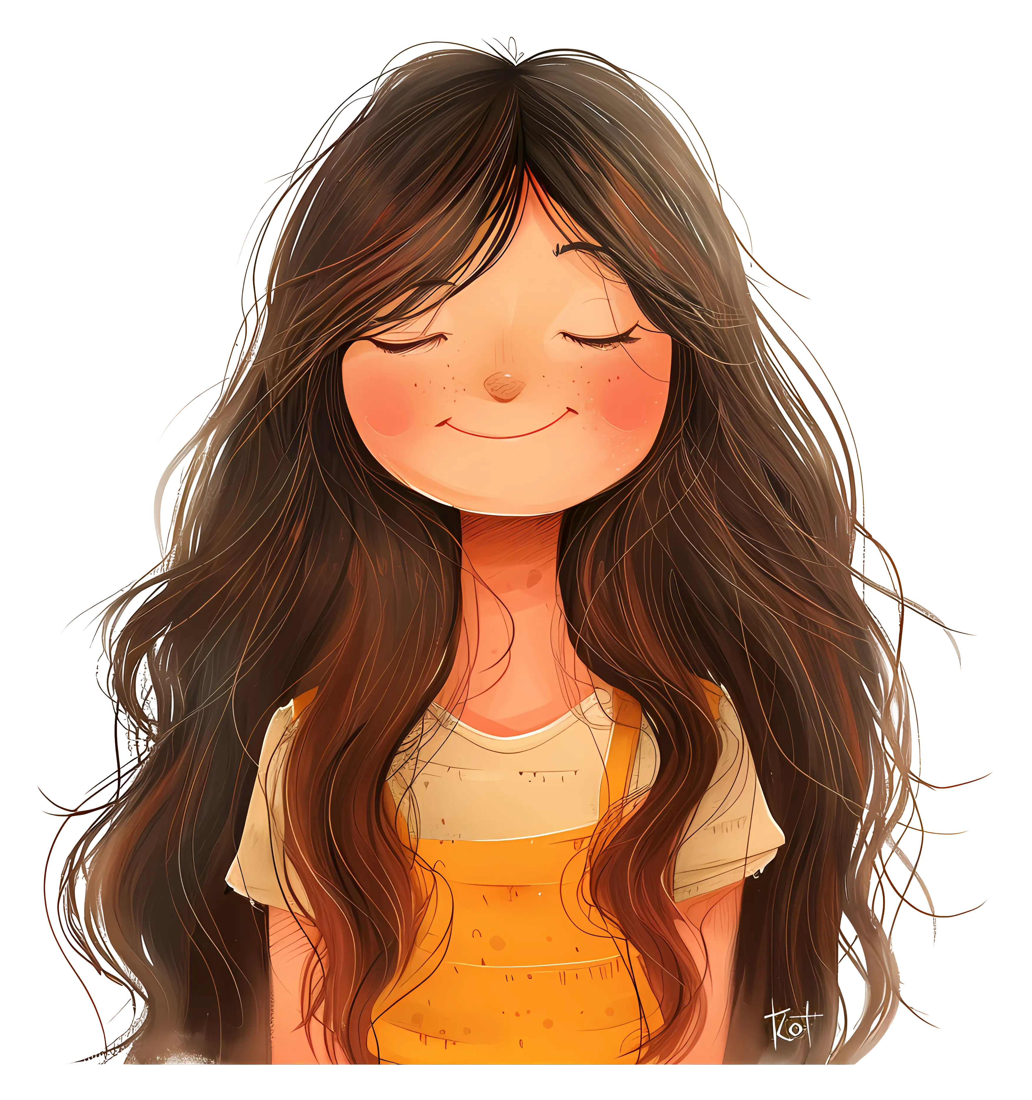 Smiling Cartoon Girl Illustration