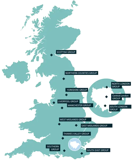 Map of UK with Regional Groups