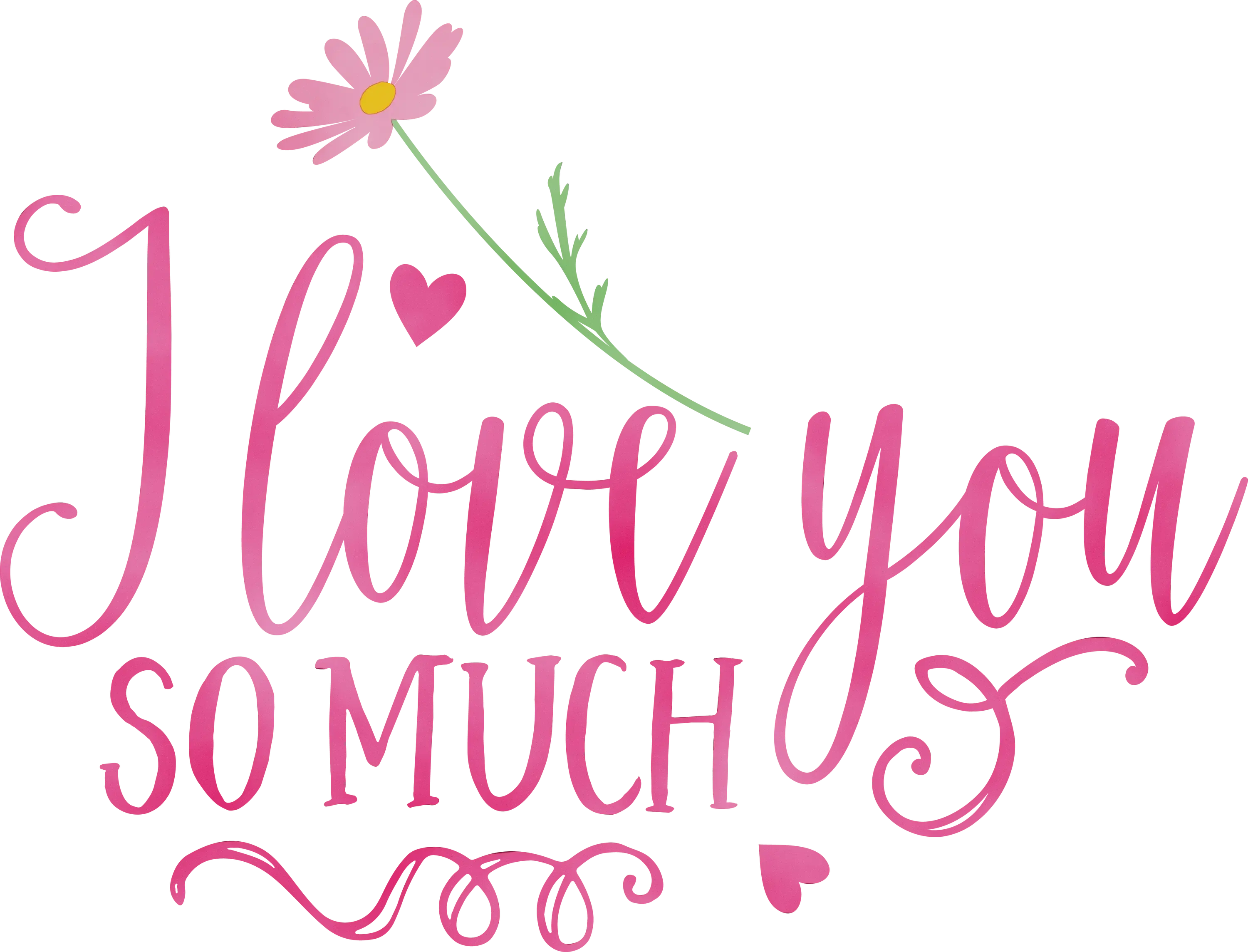 I Love You Text with Floral Design