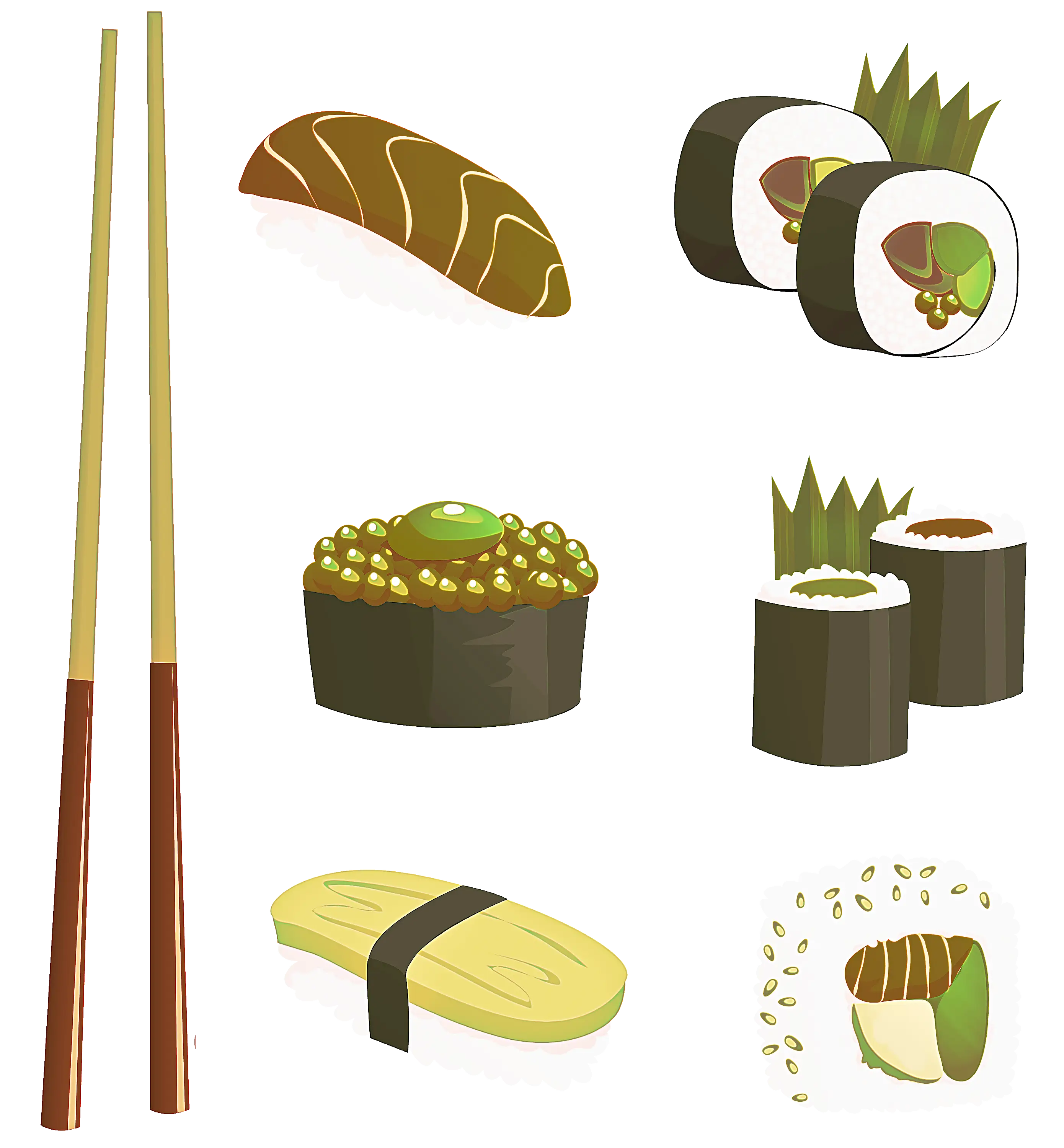 Sushi Varieties and Chopsticks