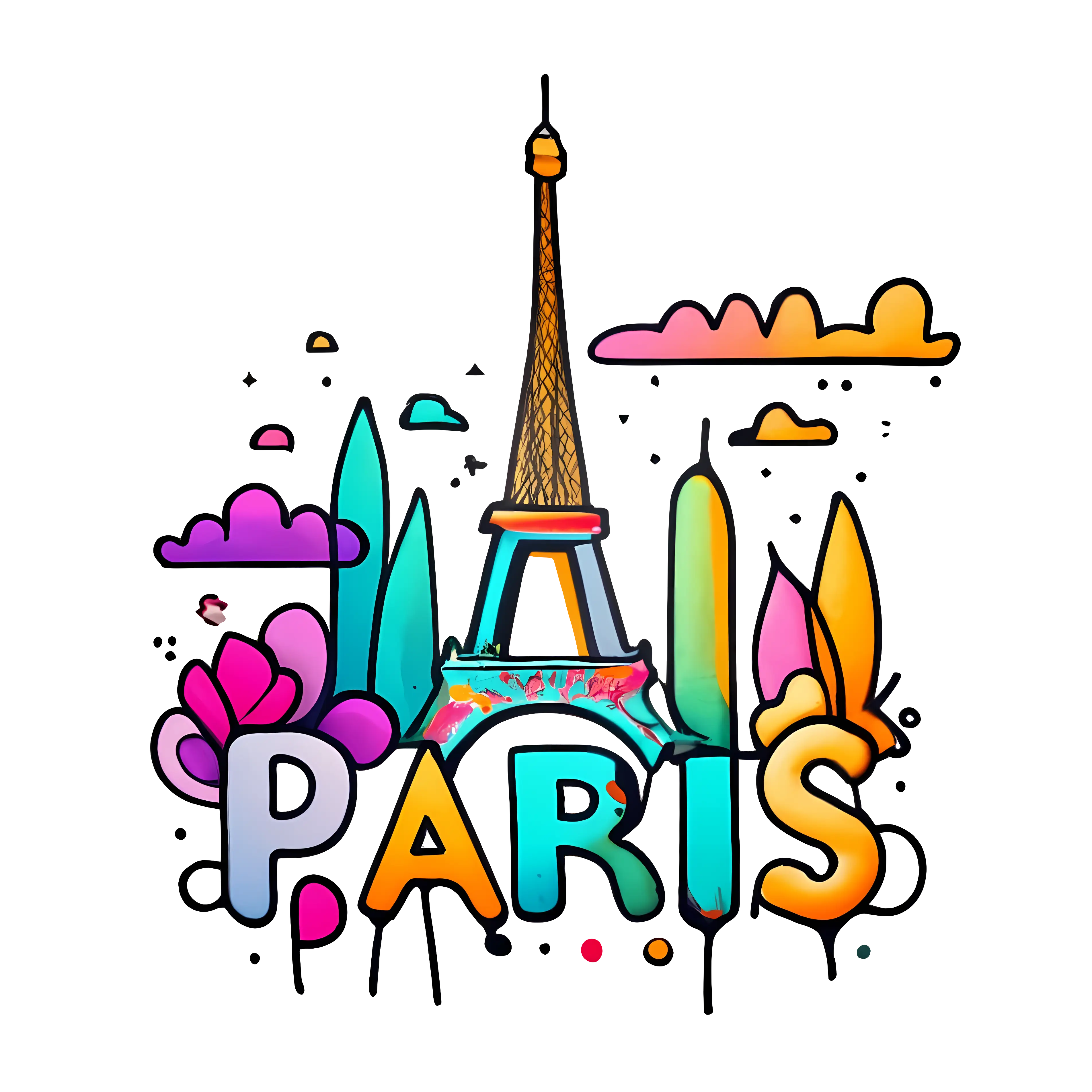 Colorful Paris Eiffel Tower Illustration