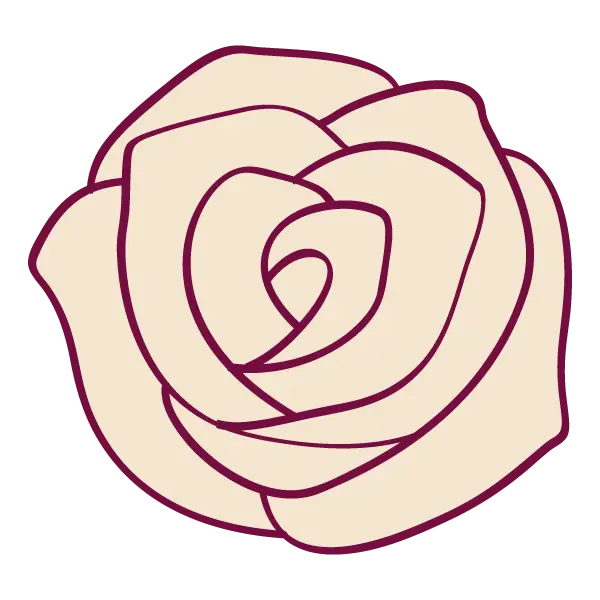 Cream Rose Outline Illustration in Minimal Style