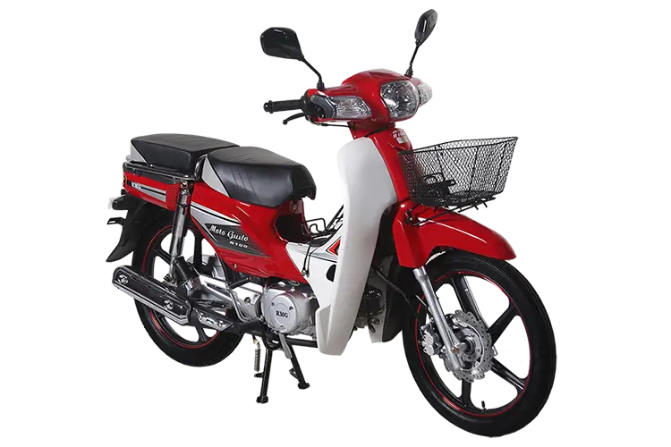 Red Motorcycle with Basket Attachment