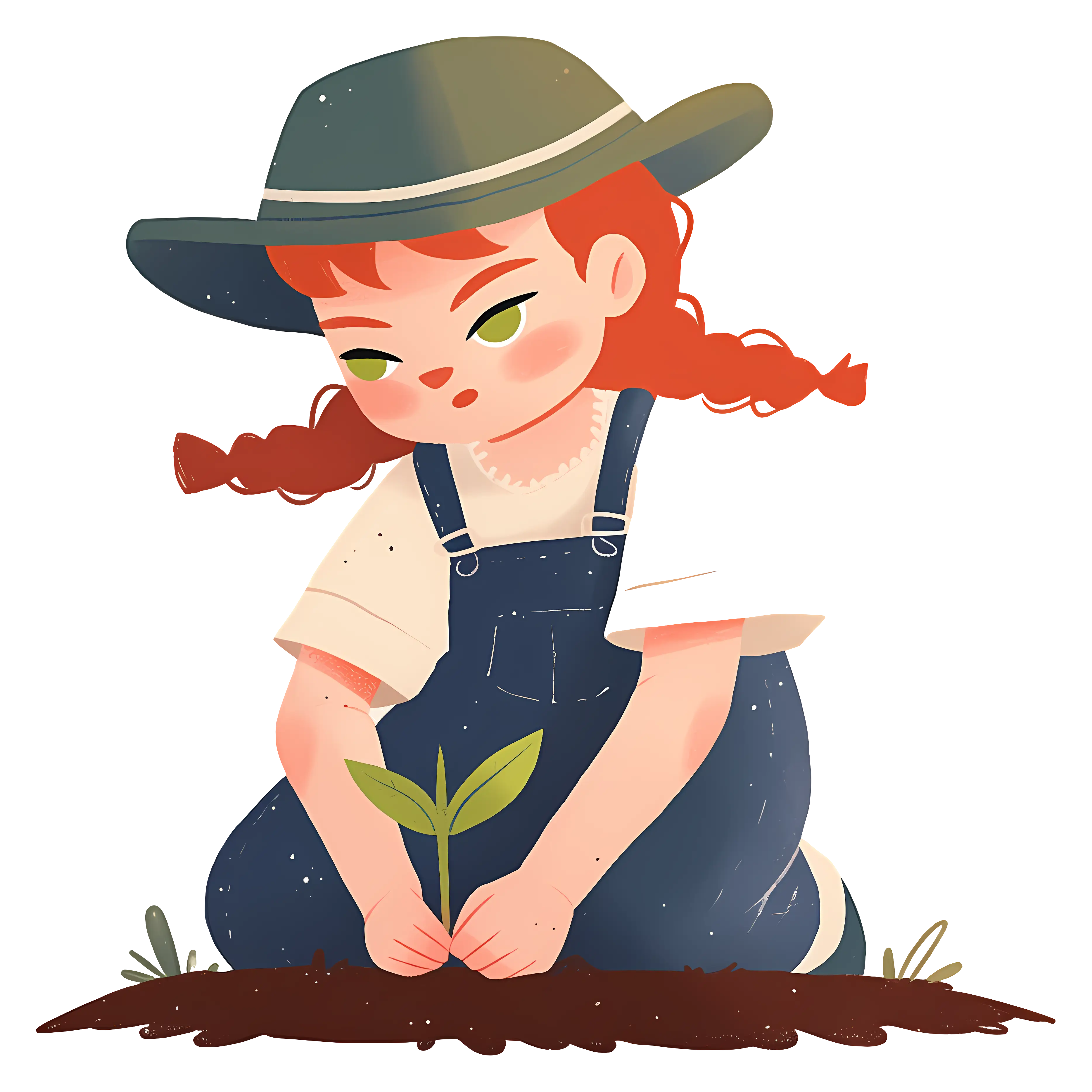 Young Girl Planting Seedling