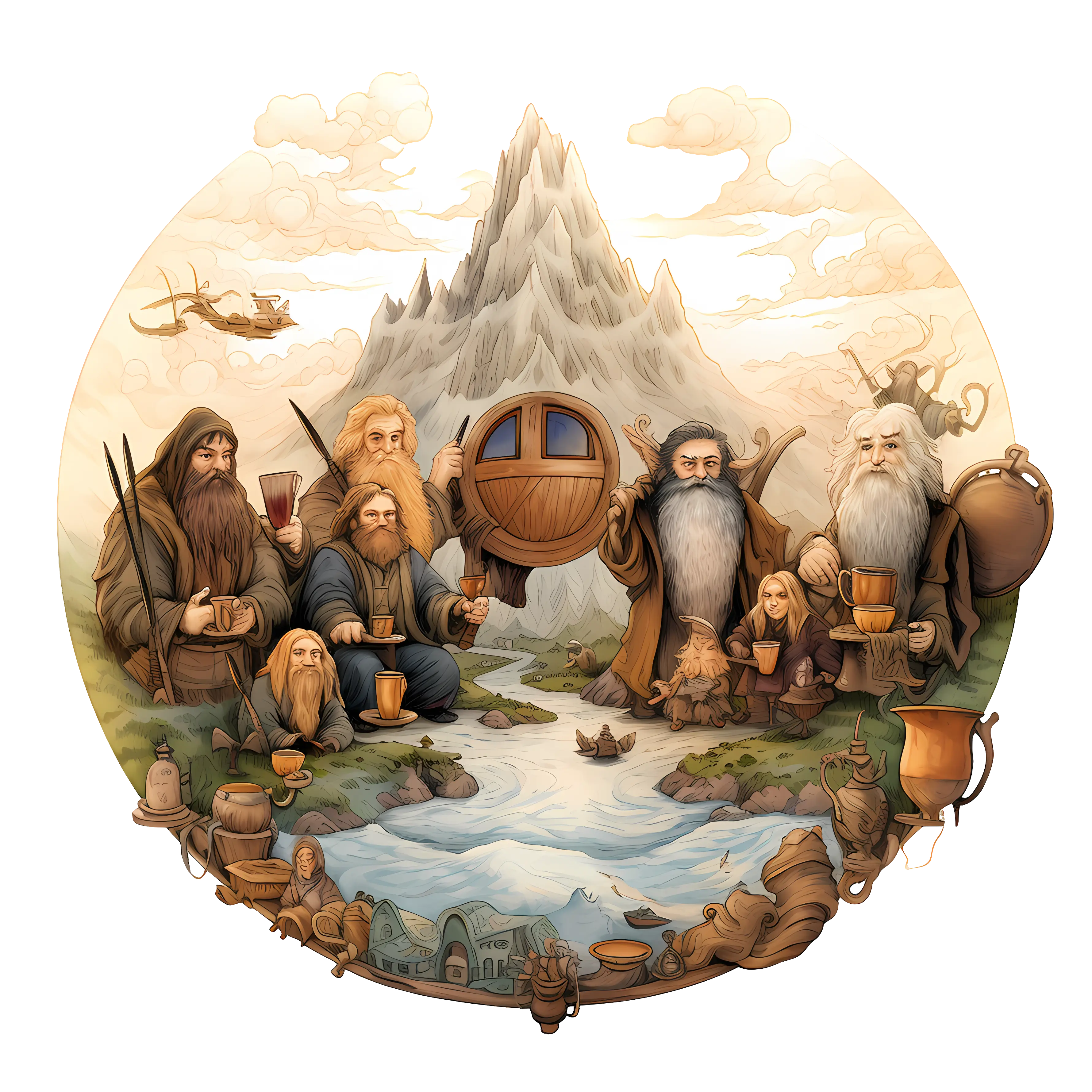 Dwarves Gathering by the Mountain