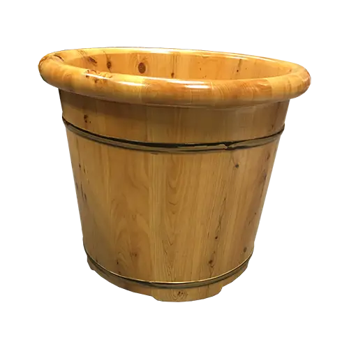Rustic Wooden Bucket with Natural Finish