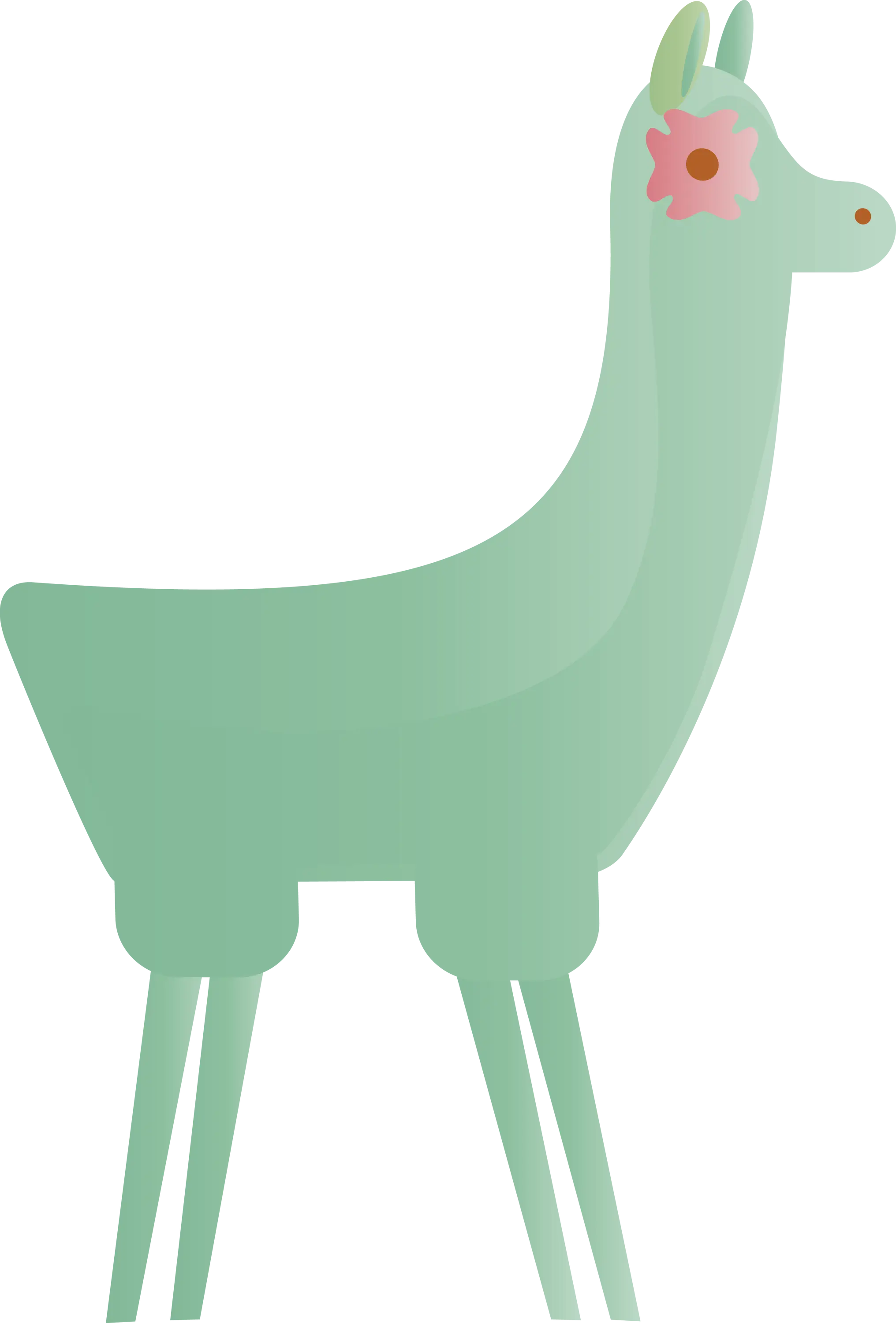 Cute Green Llama with Flower