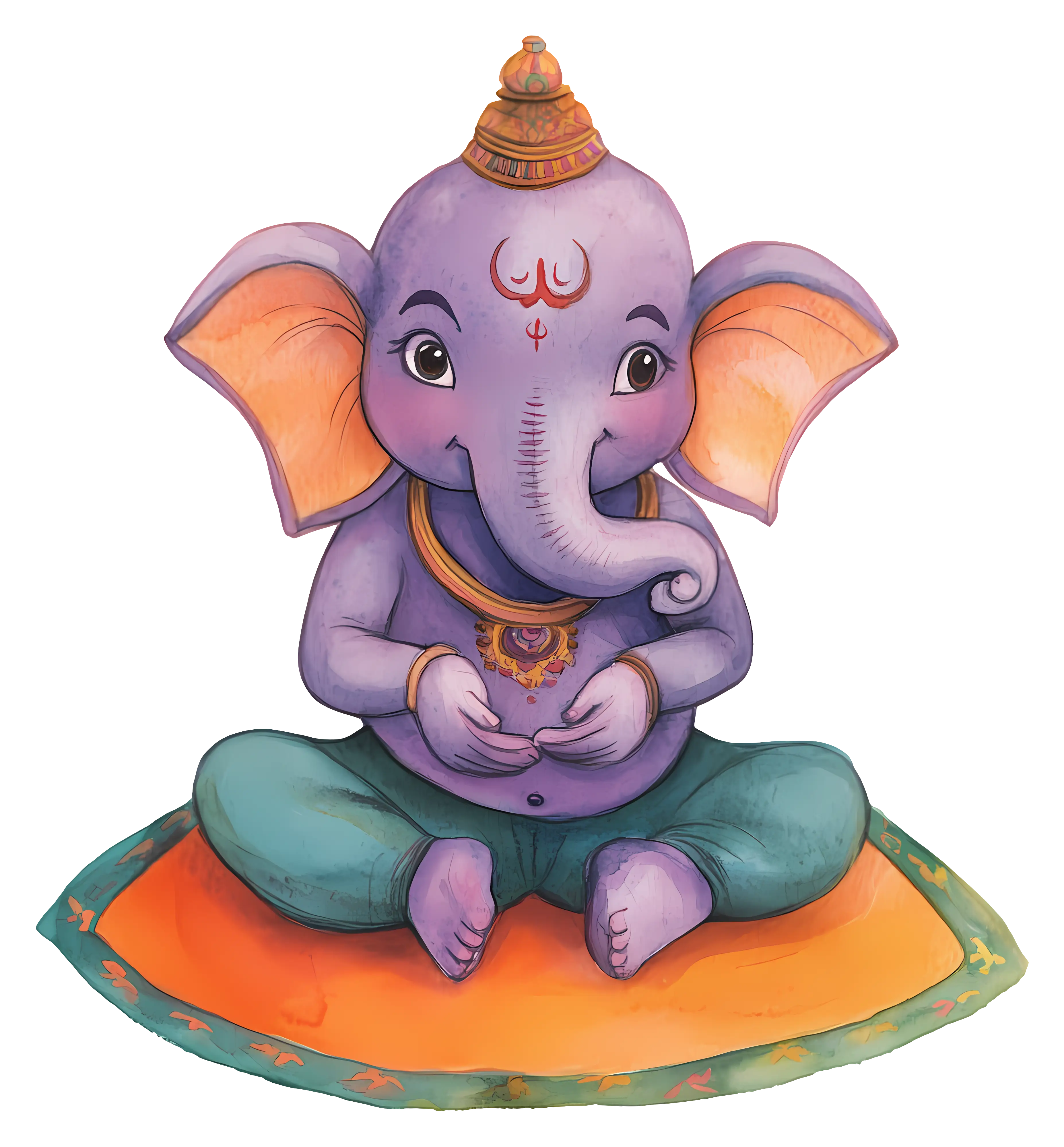 Cute Cartoon Ganesha Sitting Pose