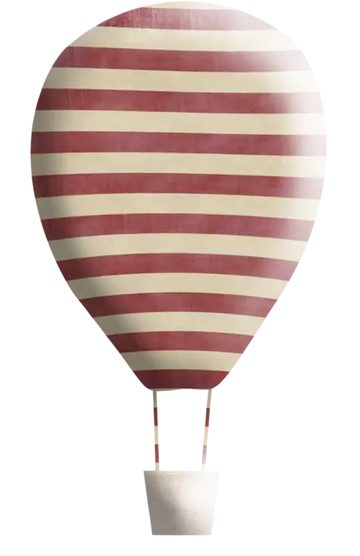 Striped Hot Air Balloon in the Sky