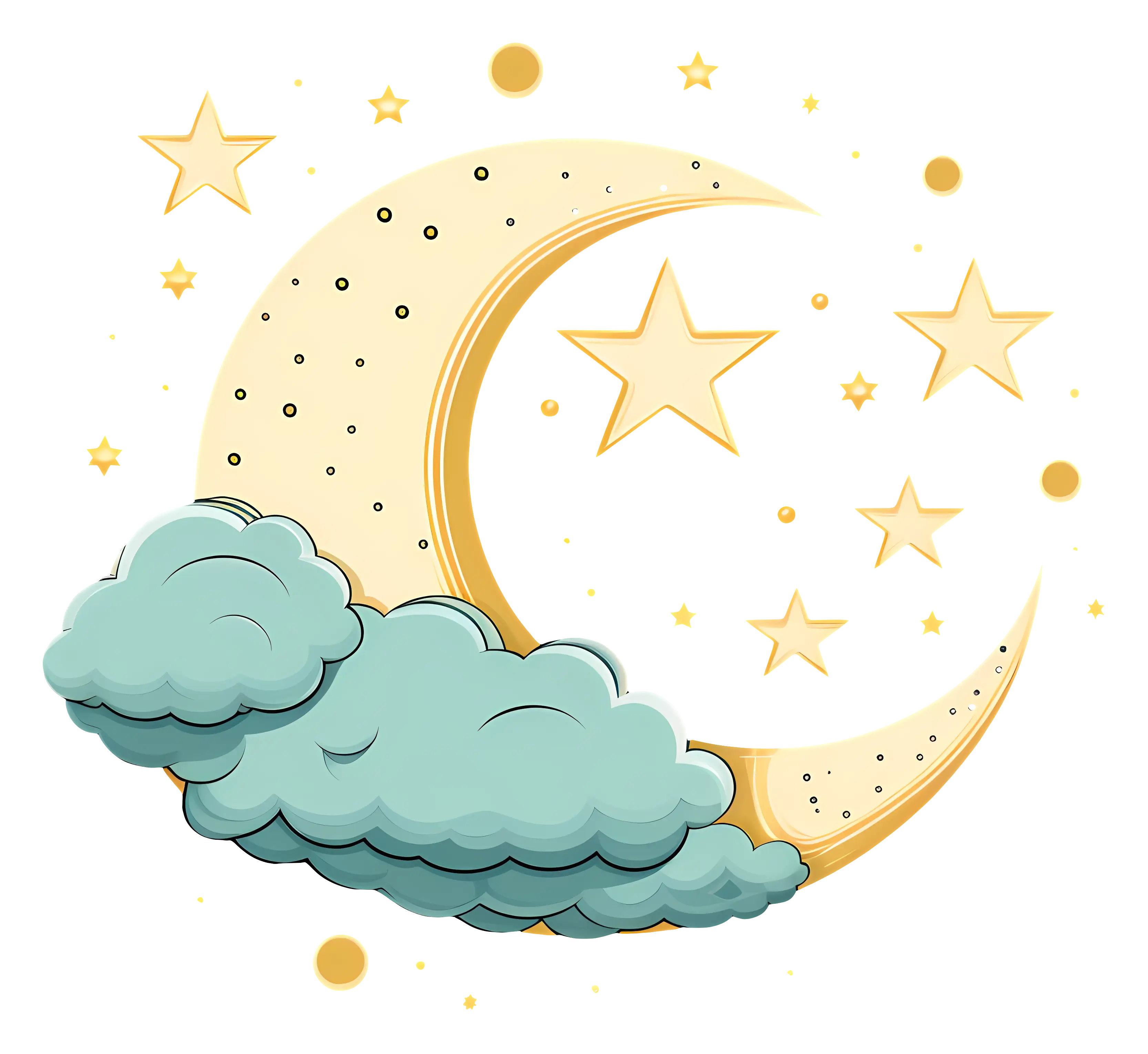 Crescent Moon and Stars in a Night Sky