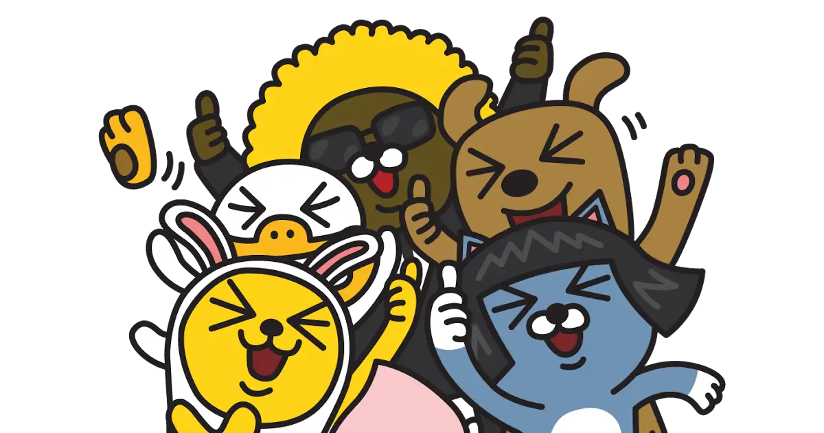 Group of Cartoon Animals Celebrating