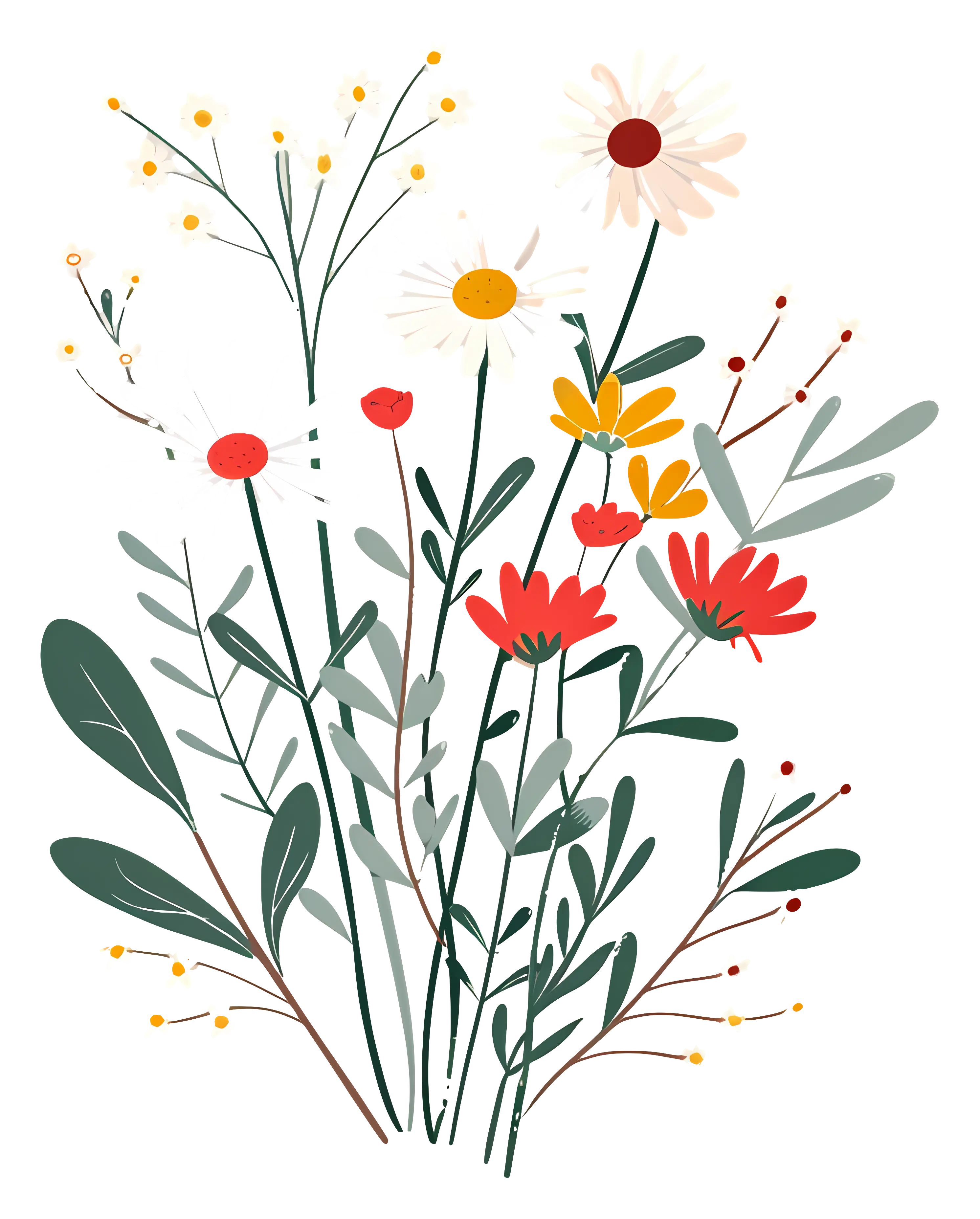 Elegant Wildflowers Botanical Illustration