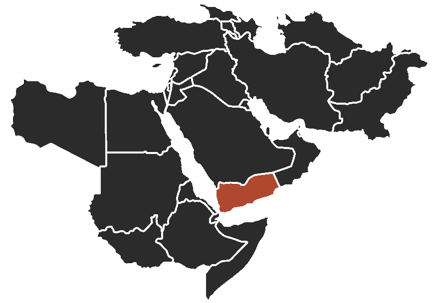 Map of Yemen in the Middle East
