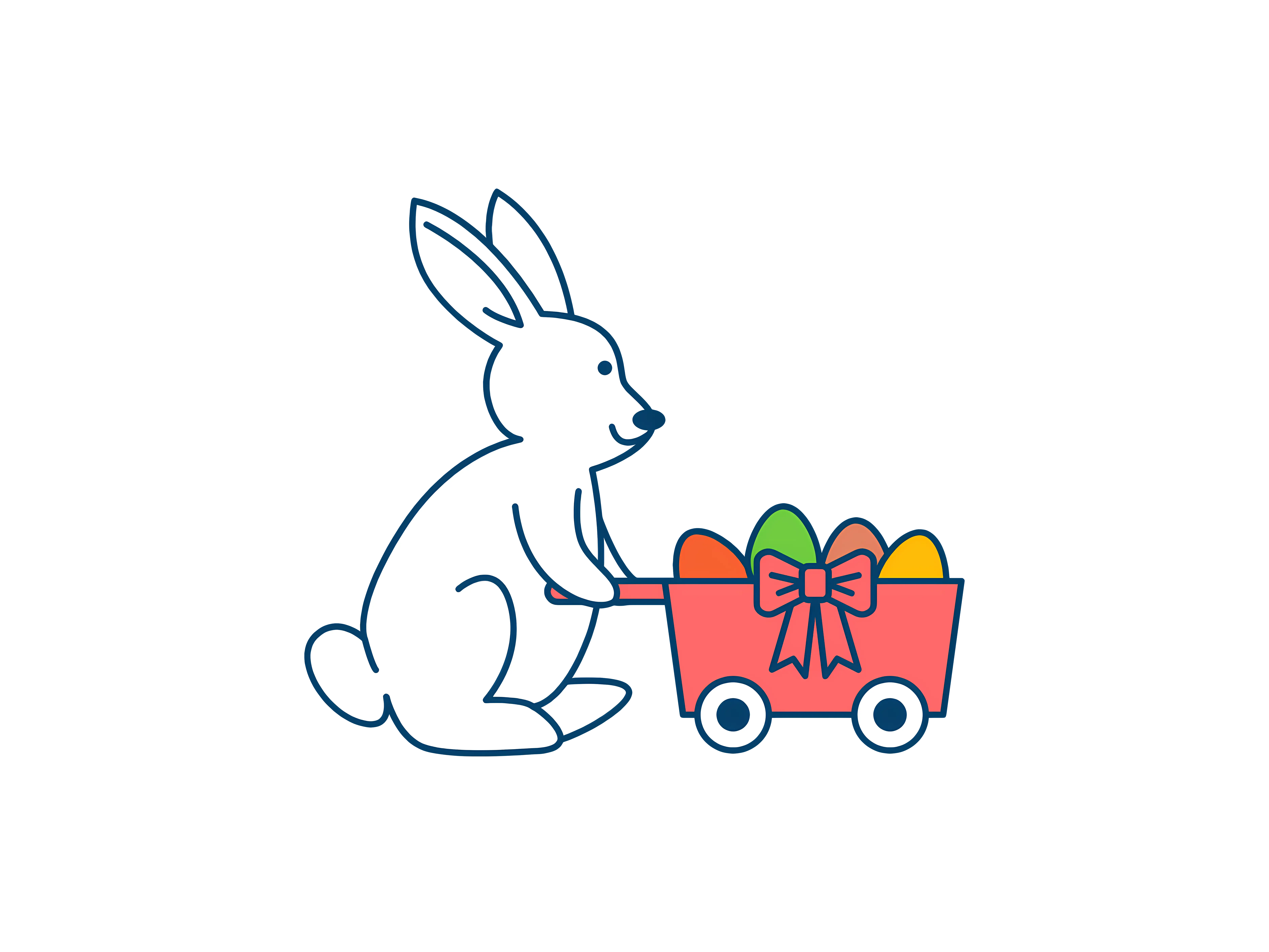 Easter Bunny Pulling Cart of Eggs
