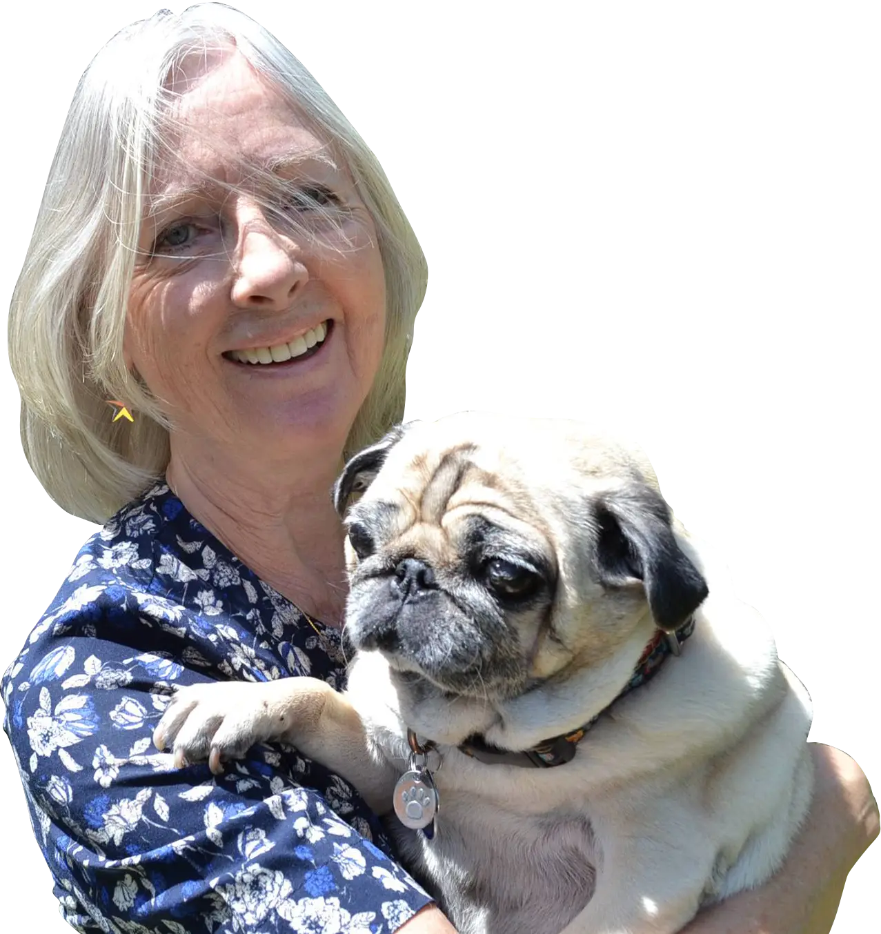 Woman Holding Her Pug