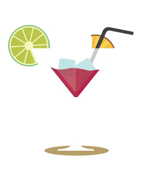 Cocktail Glass with Lime and Straw