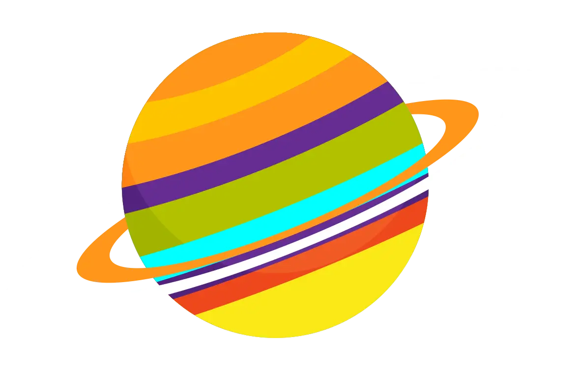 Colorful Planet with Rings Illustration