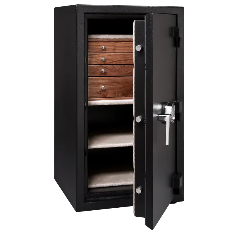 Secure Metal Safe with Open Door