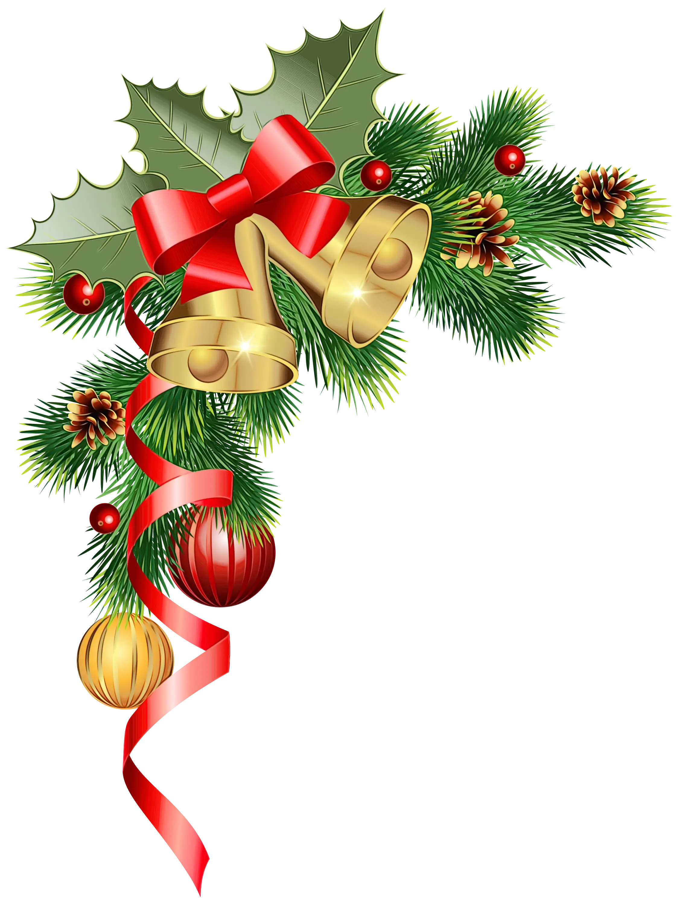 Christmas Decor with Bells and Ribbon