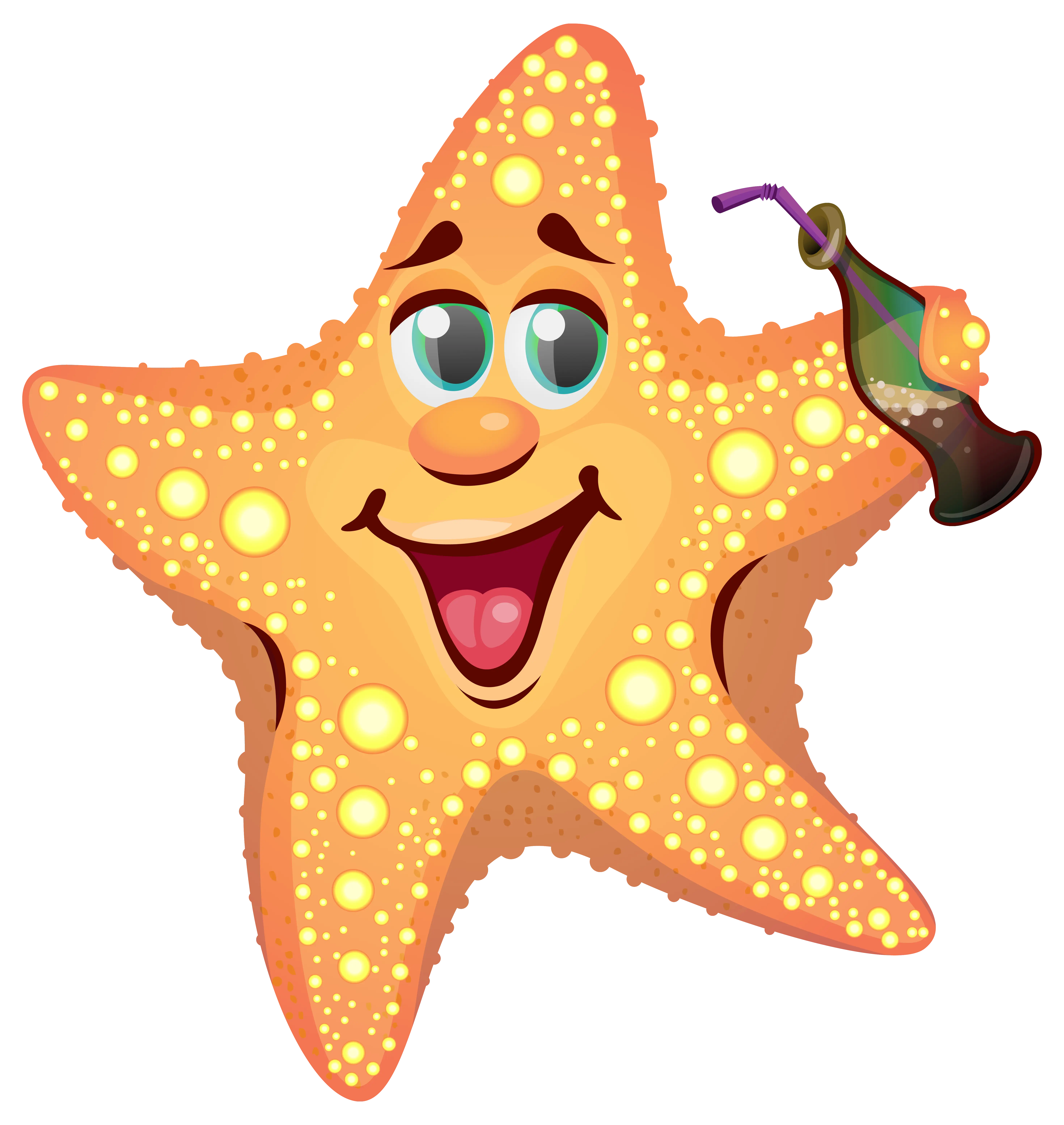 Cartoon Starfish with Drink