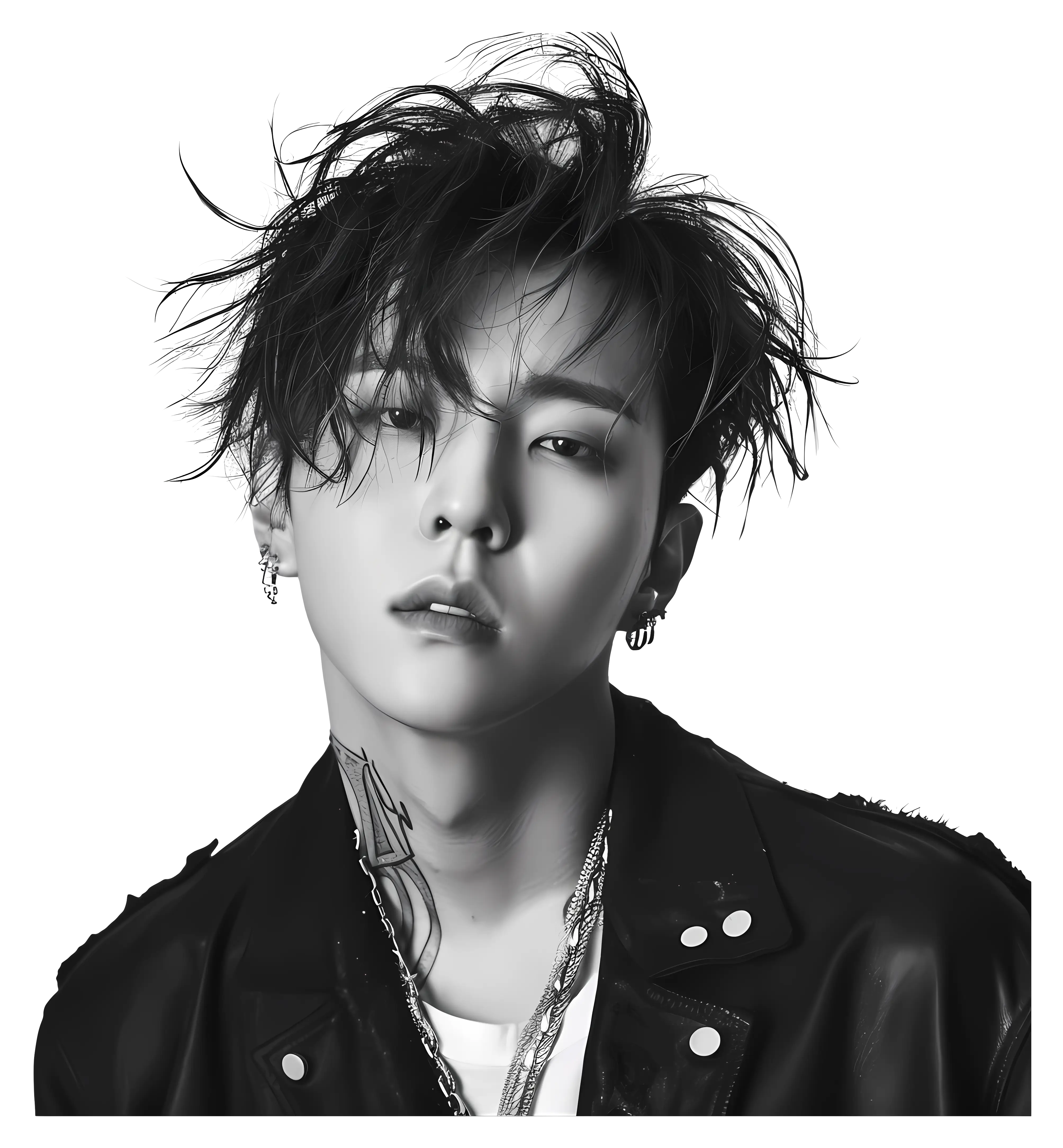 Man with Messy Hair and Black Jacket