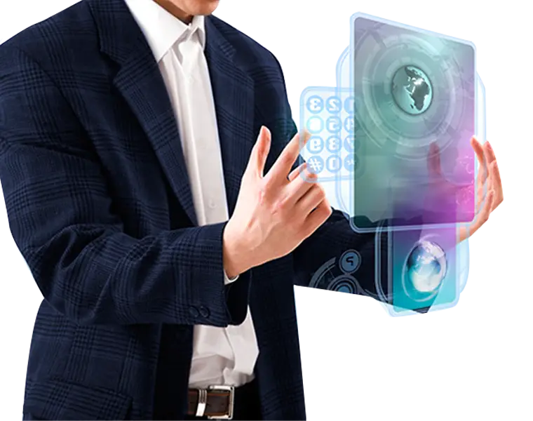 Businessman Using Holographic Interface