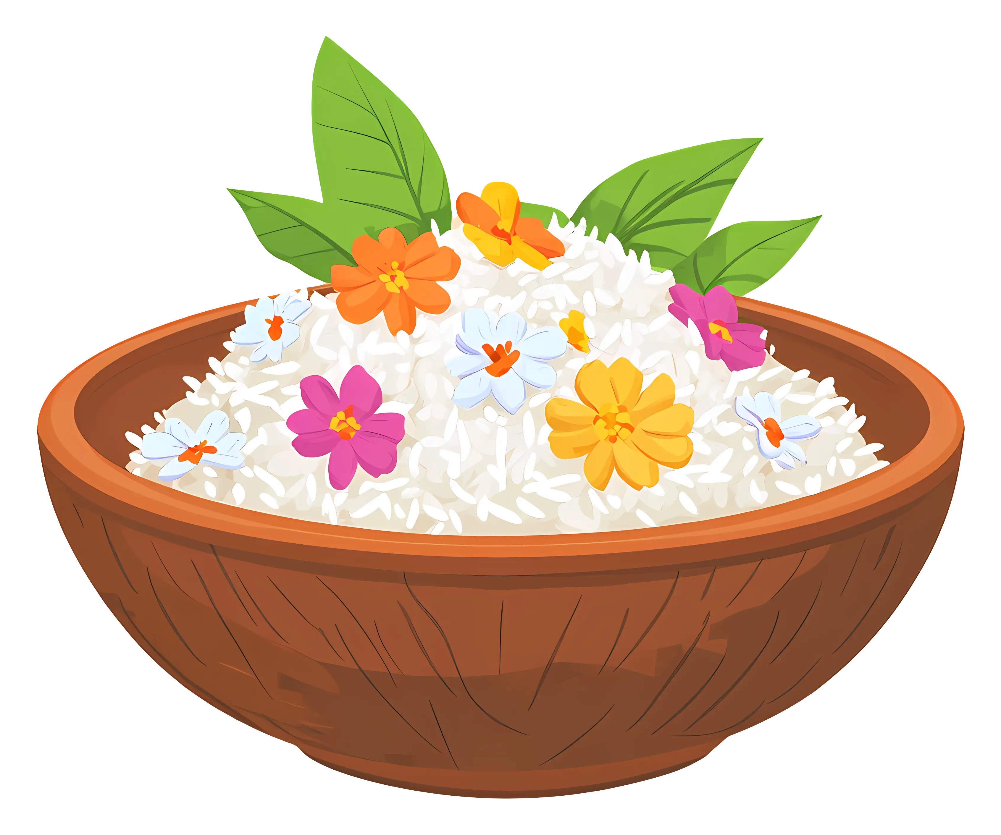 Decorative Rice Bowl with Flowers