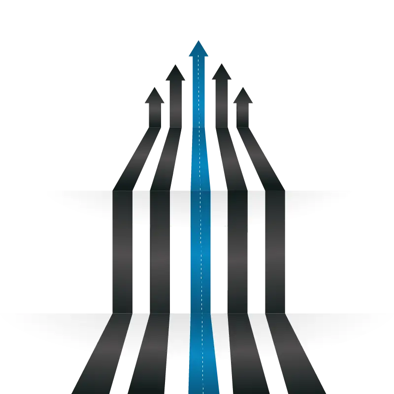 Upward Arrows with Blue Highlight