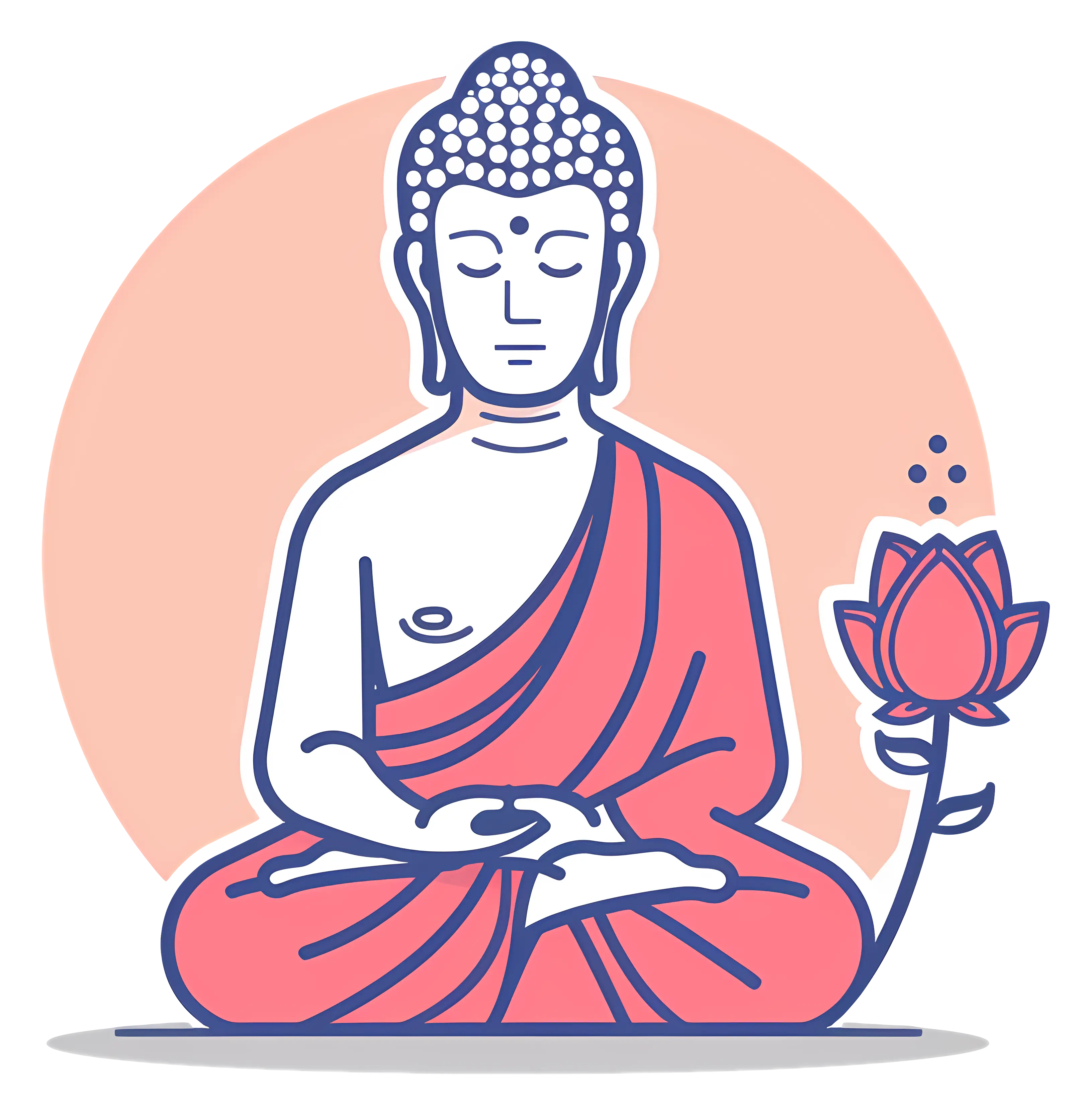 Buddha Illustration with a Lotus Flower Symbol