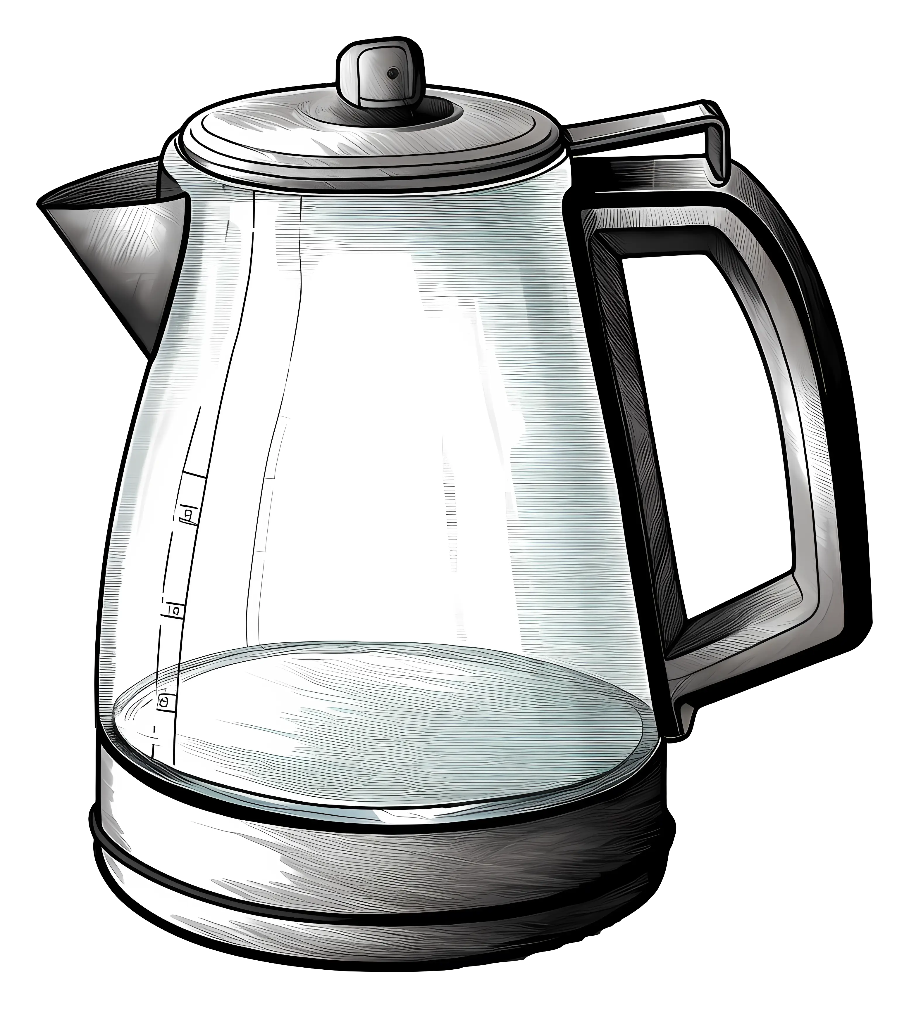 Clear glass electric kettle illustration