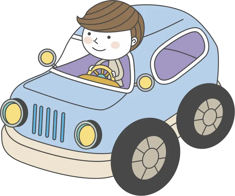 Cartoon Blue Car with Driver