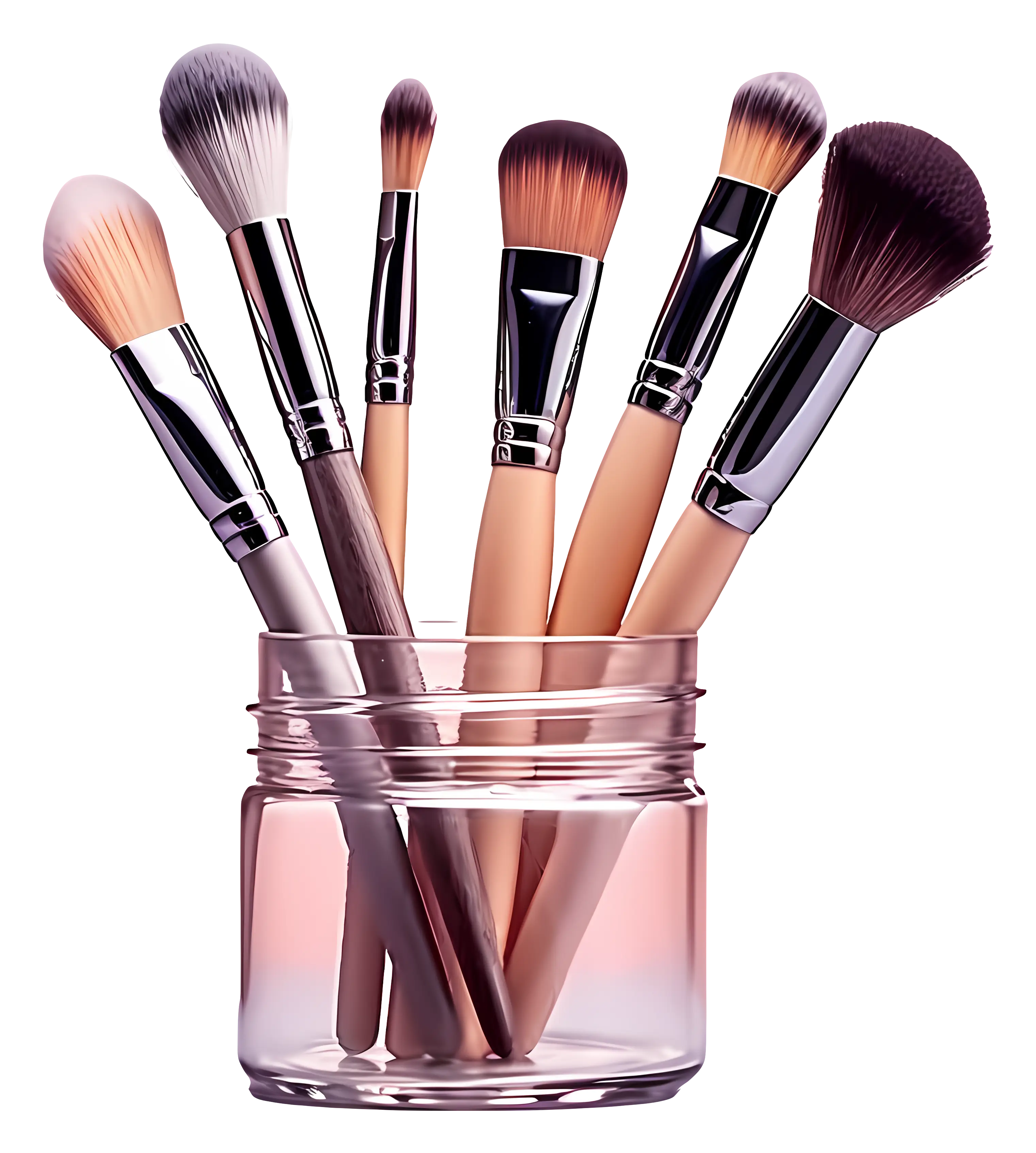 Set of Makeup Brushes in a Jar