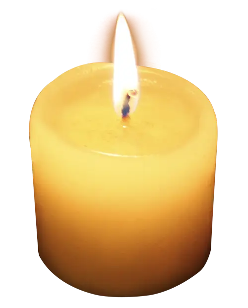 Yellow Candle with Burning Flame