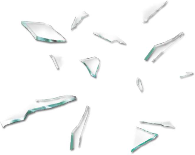 Shattered Glass Pieces on Transparent Background