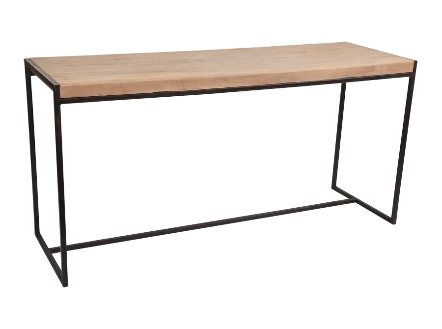 Modern Console Table with Wooden Top and Metal Frame