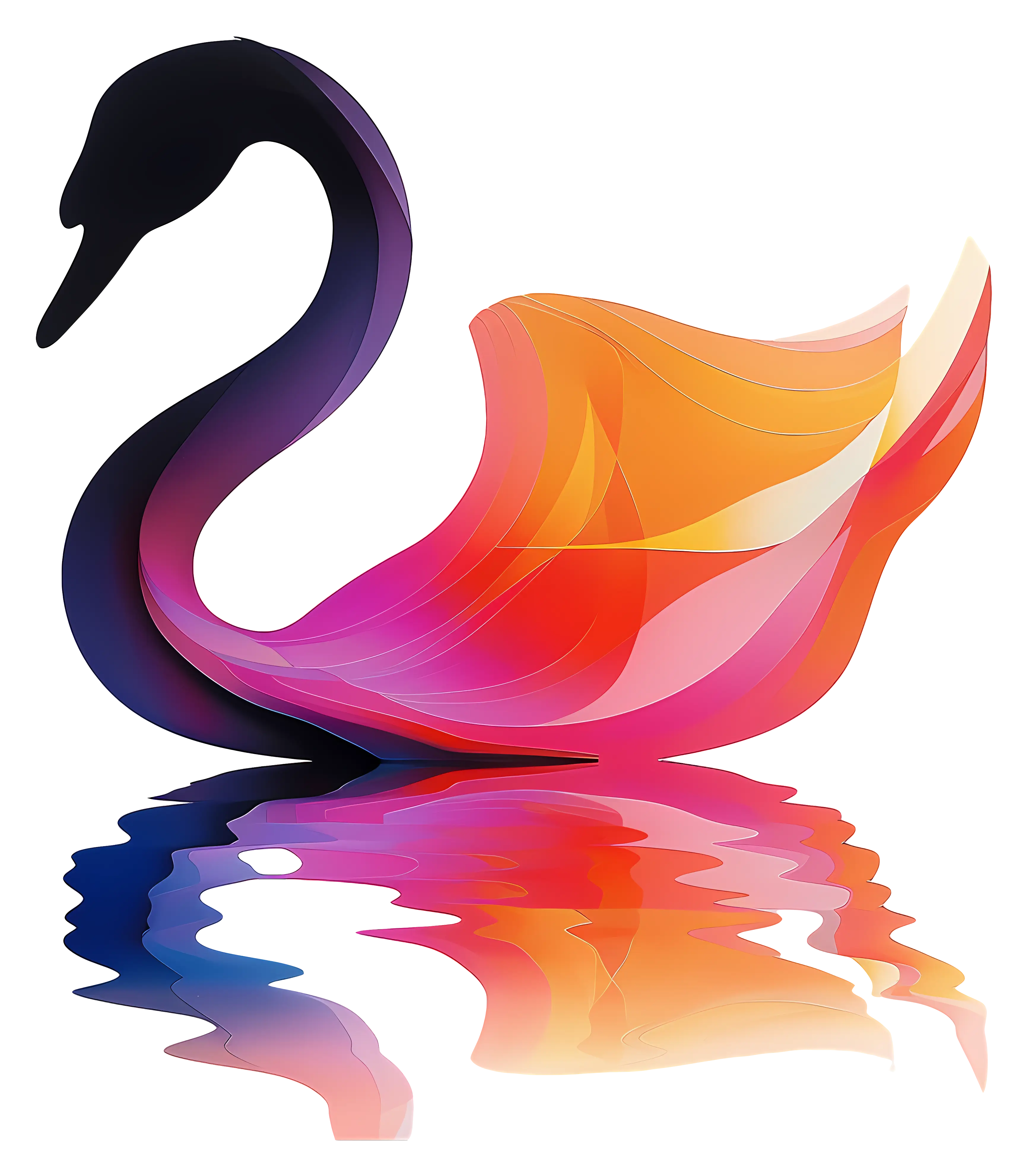 Colorful Swan with Reflection
