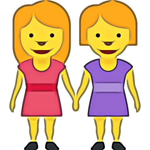 Cute Emoji Girls Holding Hands