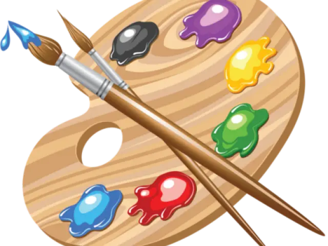 Colorful Artist Palette and Brushes