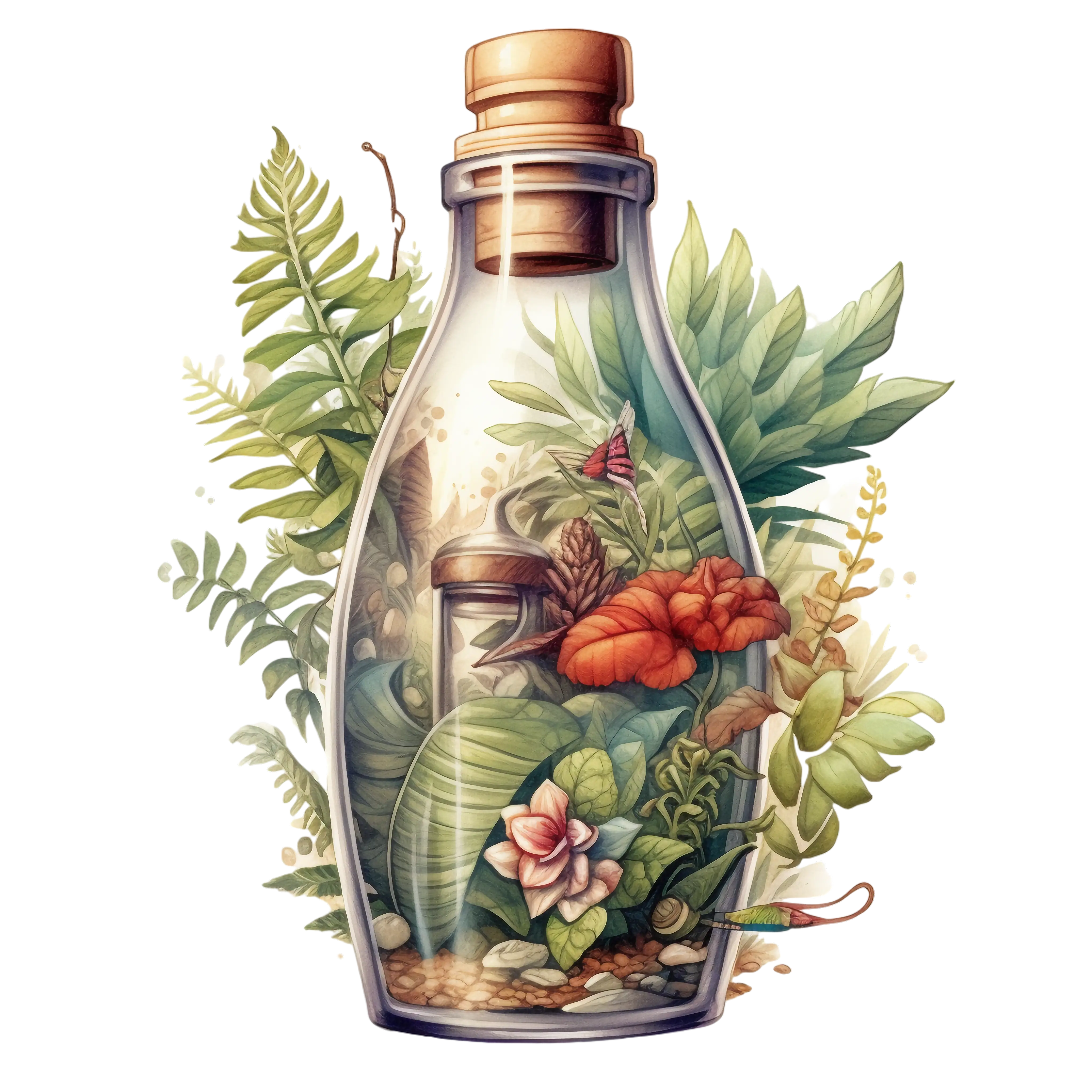 Bottled Terrarium Illustration