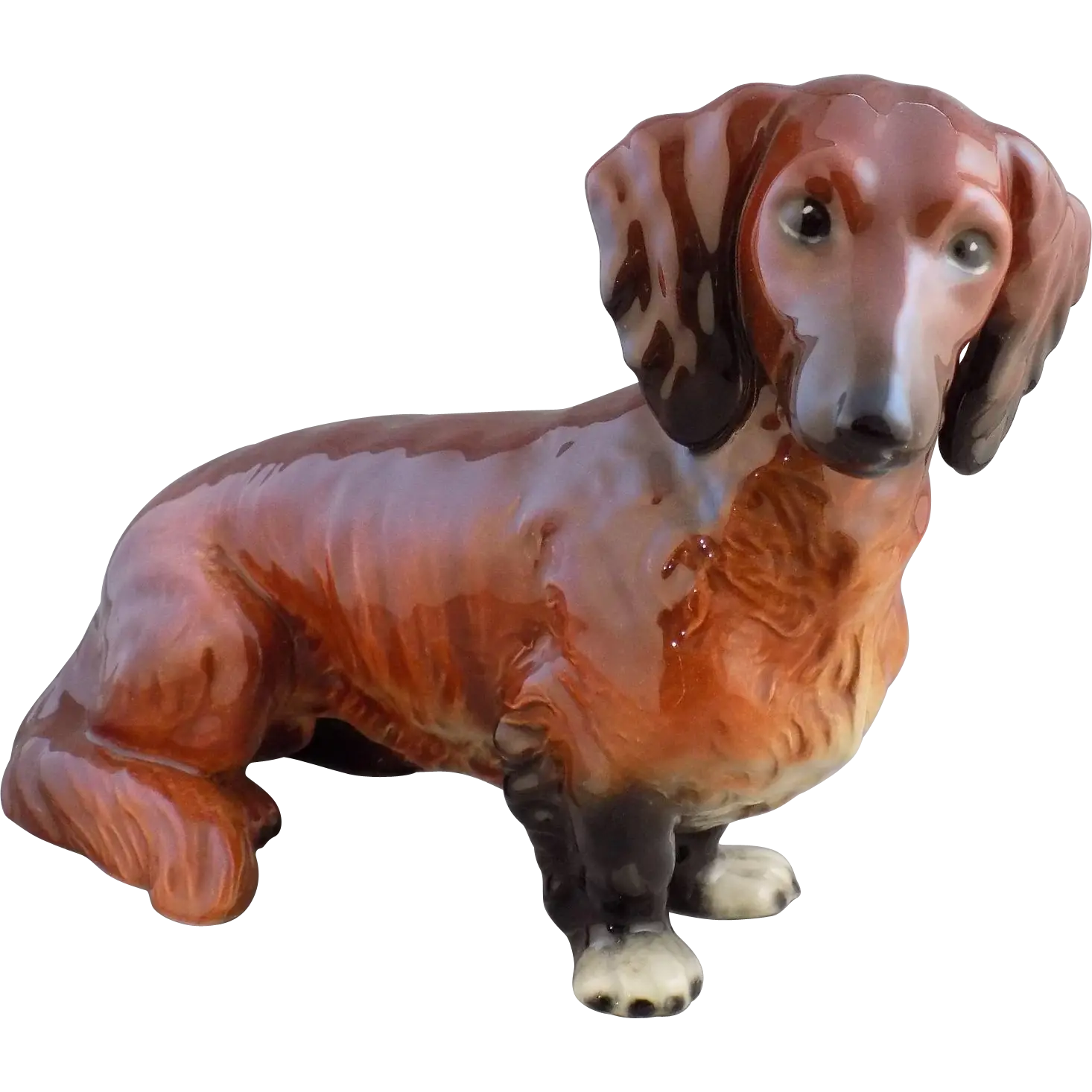 Ceramic Dachshund Figurine for Home Decor