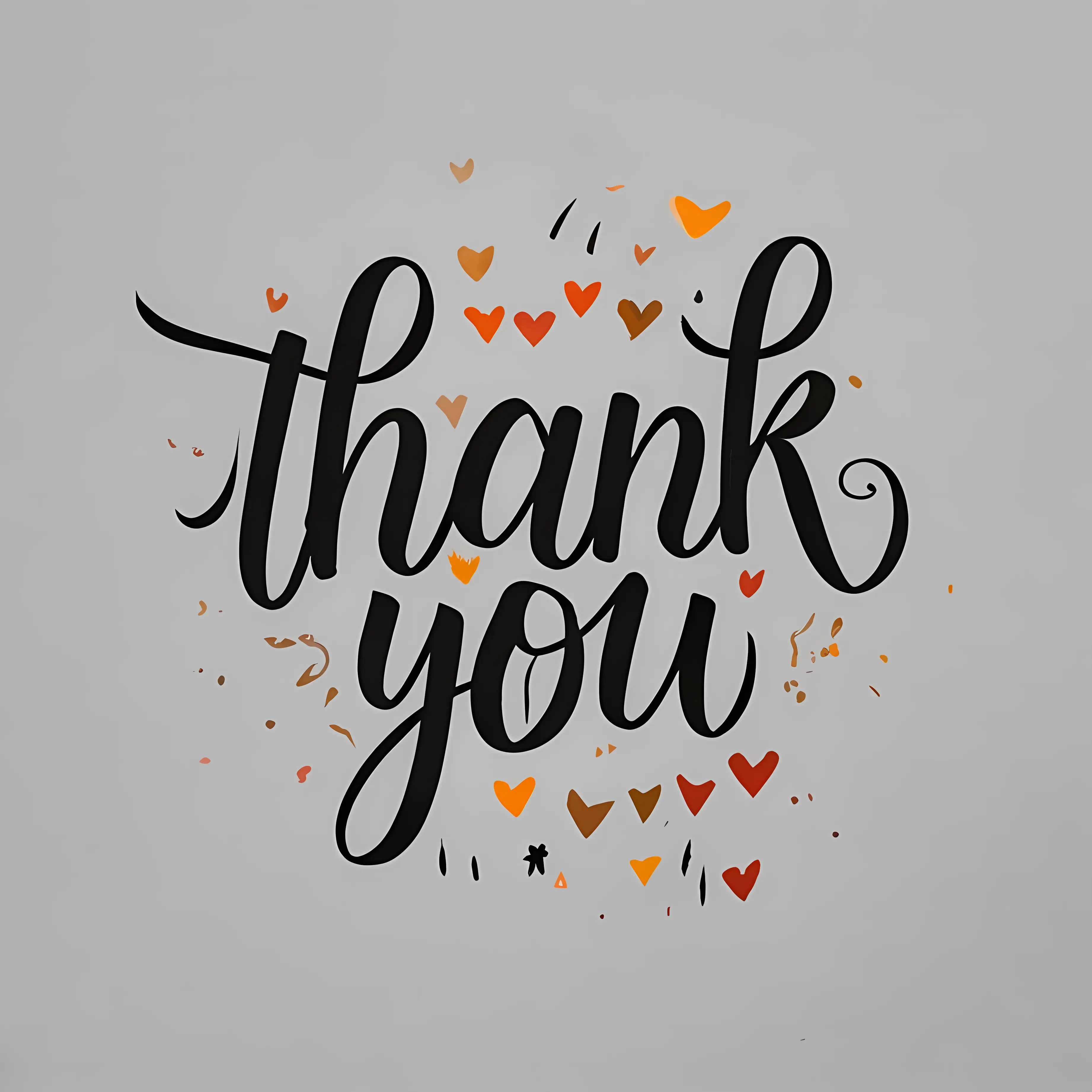 Thank You Lettering with Decorative Hearts