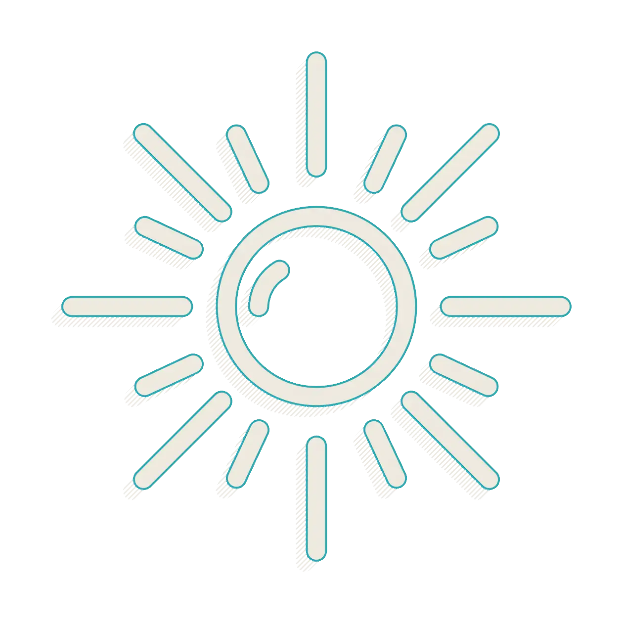 Sun with Rays Line Art Illustration
