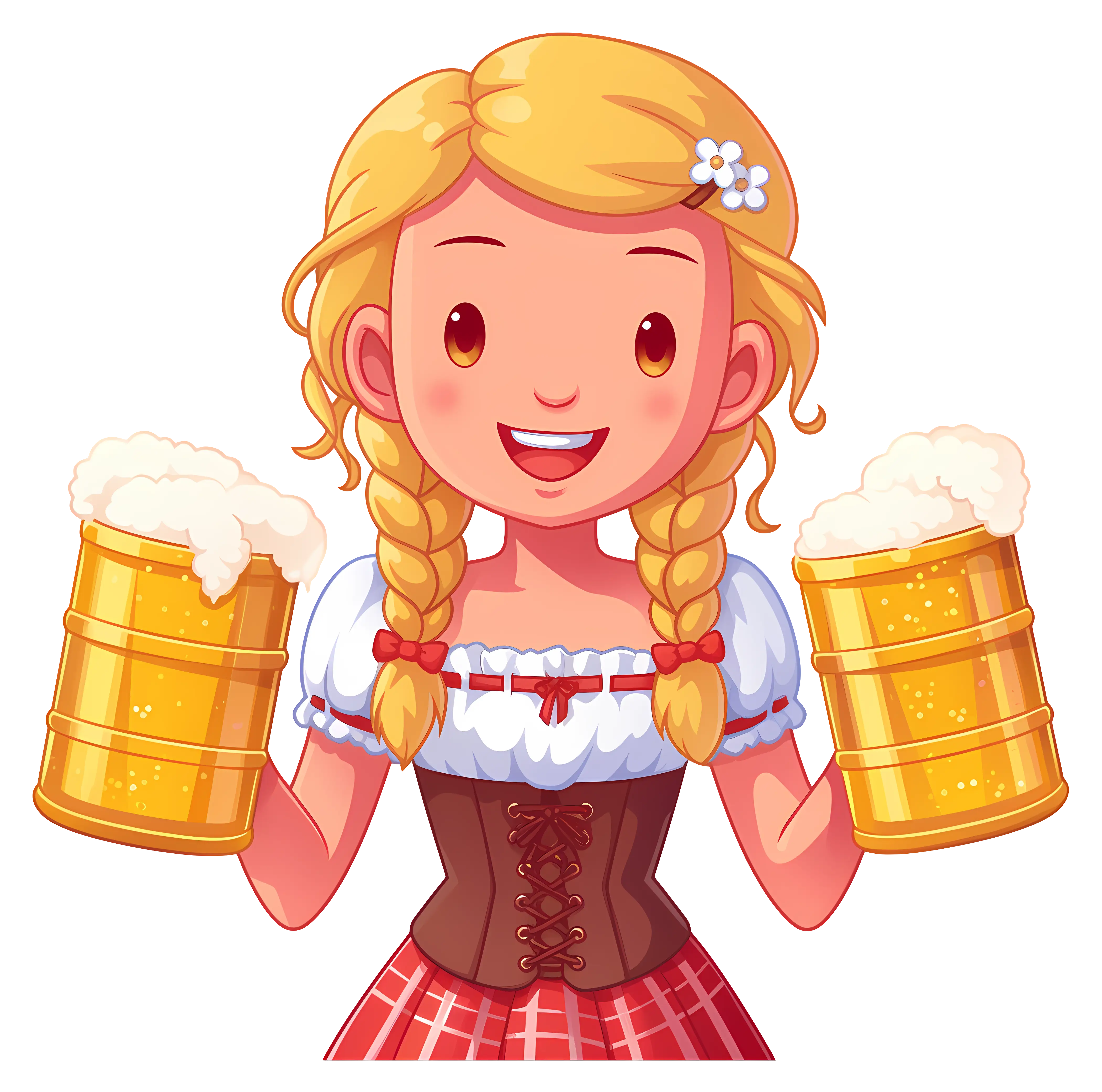 Girl in Traditional Dress with Beer Mugs