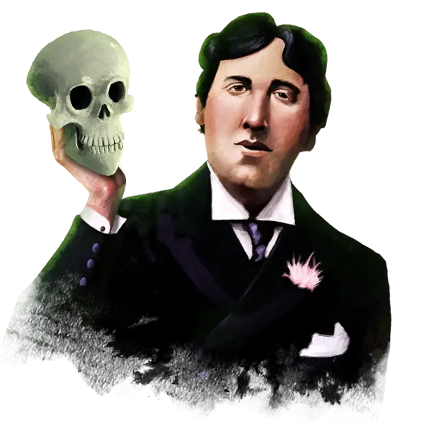 Illustration of Man Holding Skull