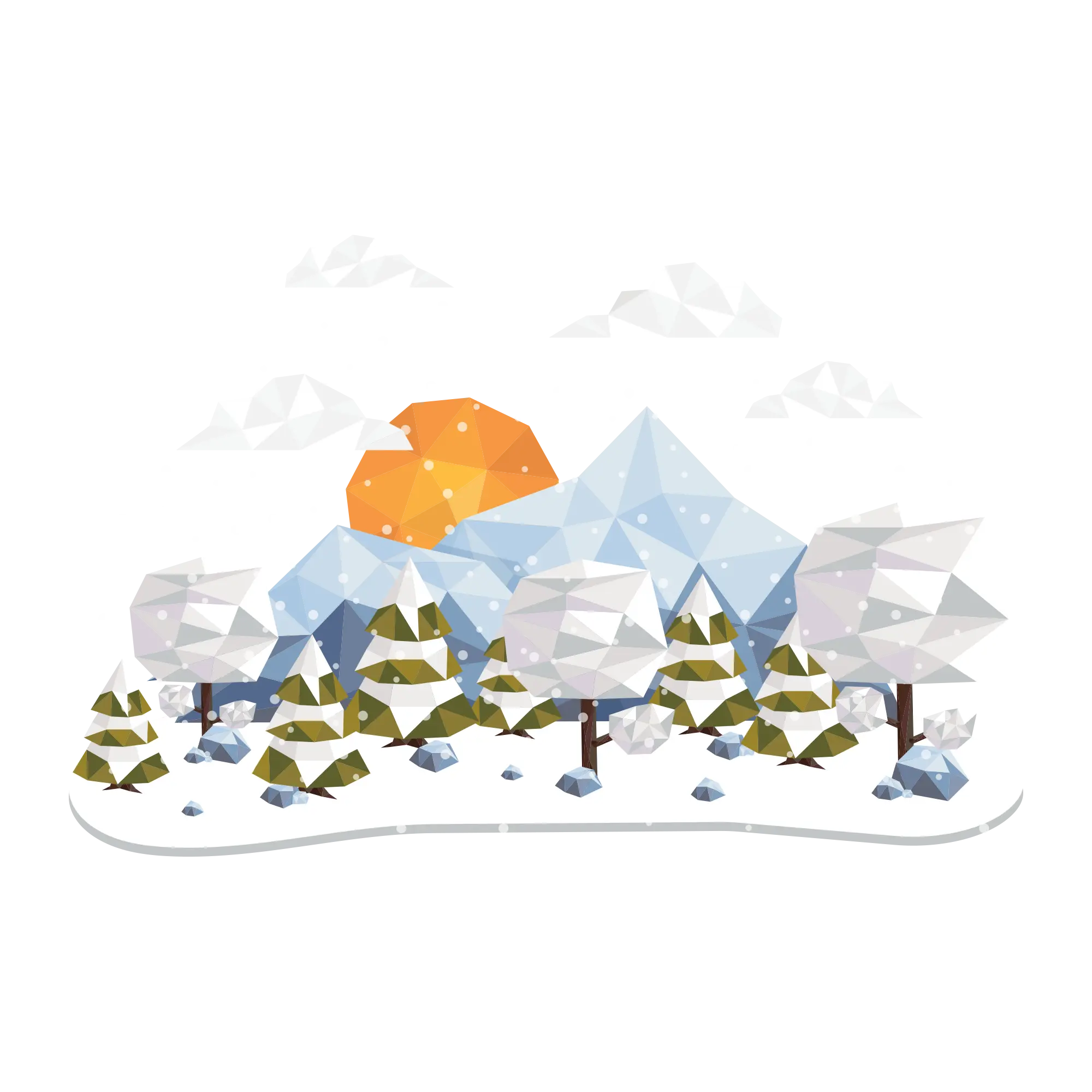 Snowy Winter Mountain with Sun