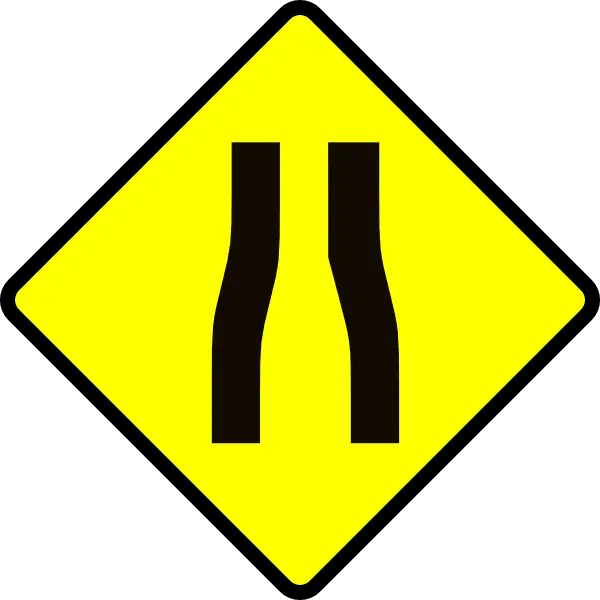 Yellow Road Narrowing Sign